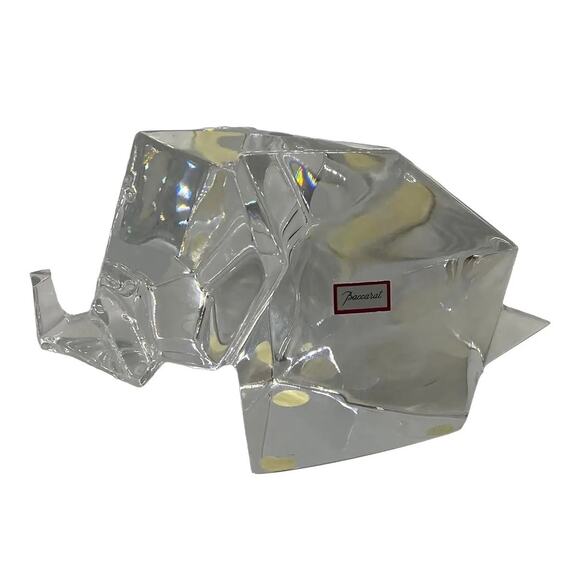 Late 20th Century Baccarat Crystal Large Orgami Elephant Figurine Red Box - Picture 2 of 13